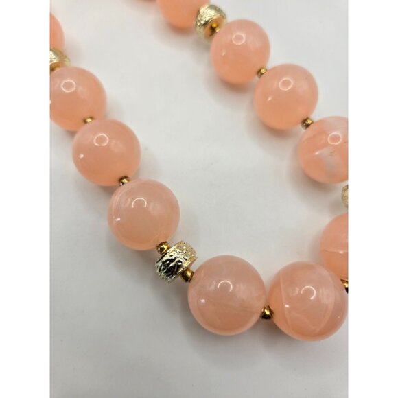 Gorgeous Vintage Pale Pink Glass Necklace with Gold bead Spacers 1940s - Picture 8 of 8